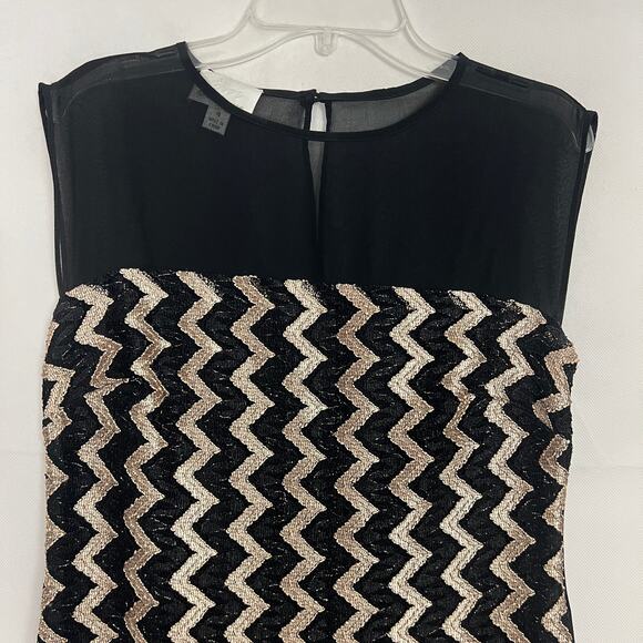Donna Morgan Chevron Embroidered Mesh Dress Size 4 - Picture 3 of 8